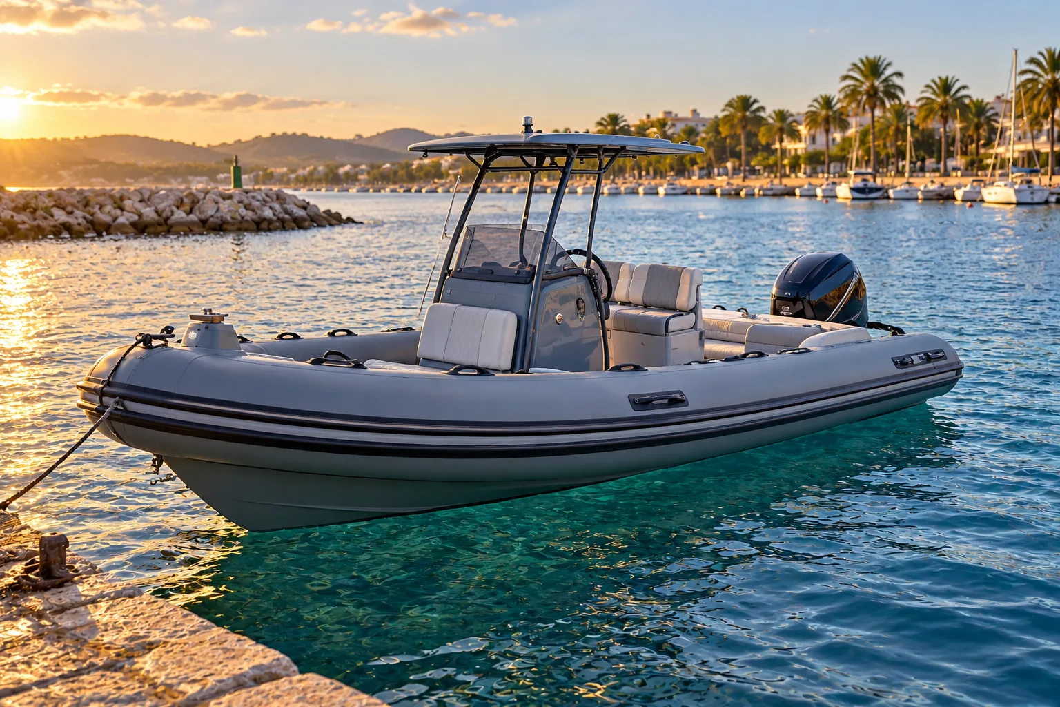 RIB mit Sonnendach · Cala Bona