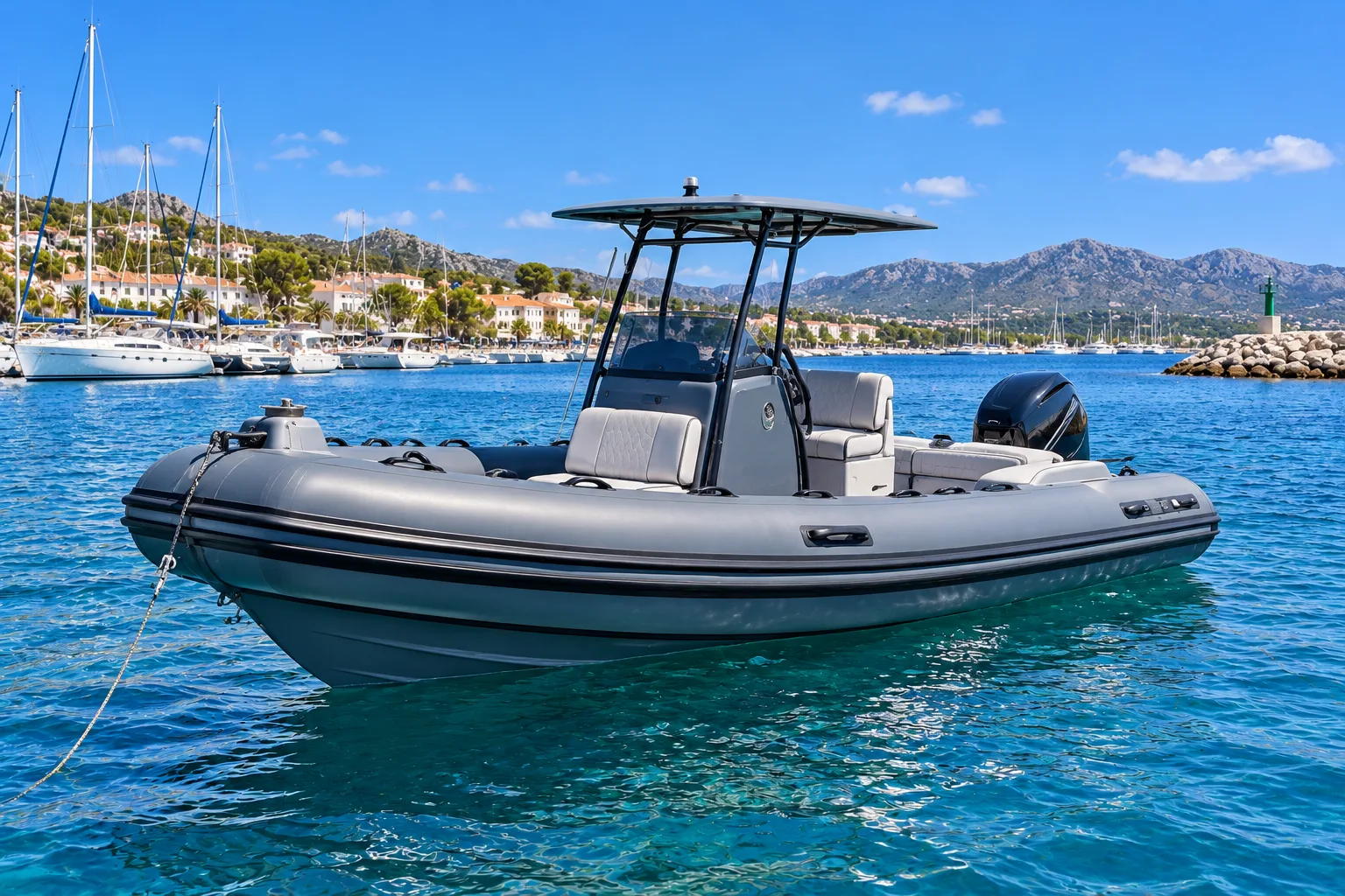 RIB mit Sonnendach · Port de Pollença